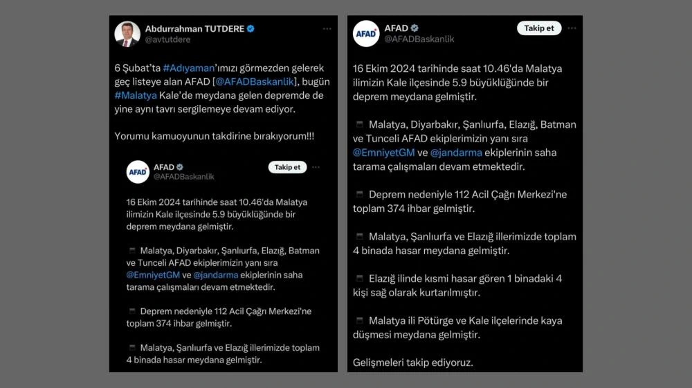 Abdurrahman Tutdere, Malatya Depremi Sonrası AFAD’ı Eleştirdi