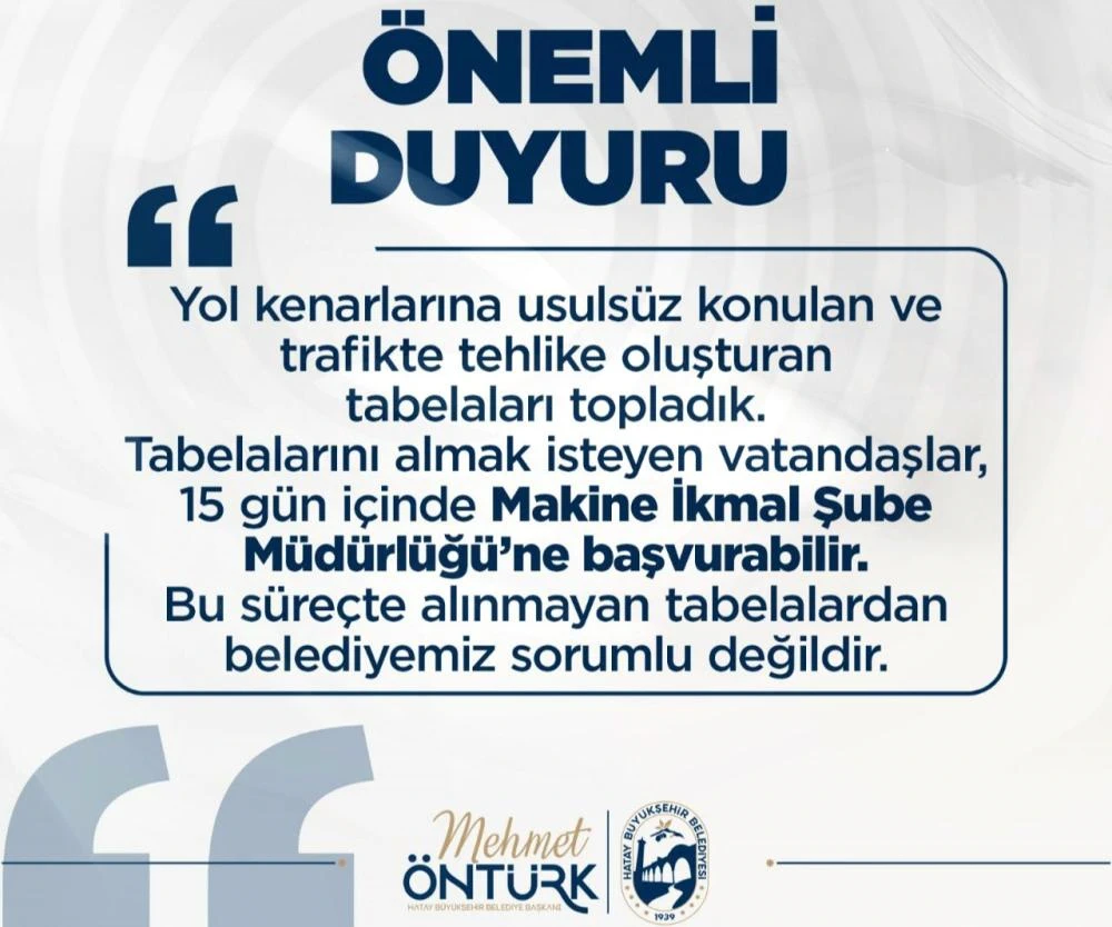 Usulsüz Tabelalar Toplandı: HBB'den 15 Gün Süre Uyarısı