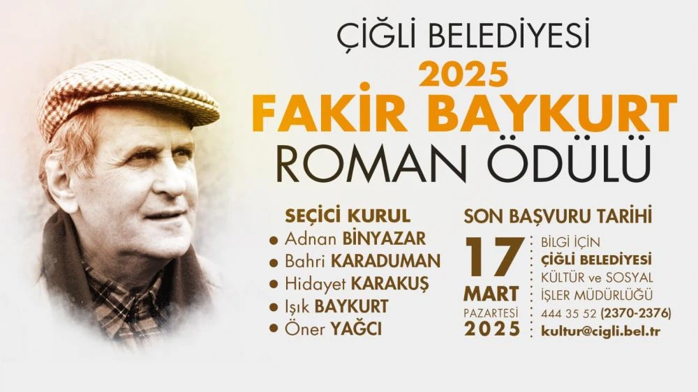 Çiğli Belediyesi 2025 Fakir Baykurt Roman Ödülü Başvuruları Başladı