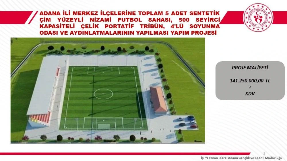 ADANA’YA 830 MİLYON 50 BİN LİRALIK DEV SPOR YATIRIMI
